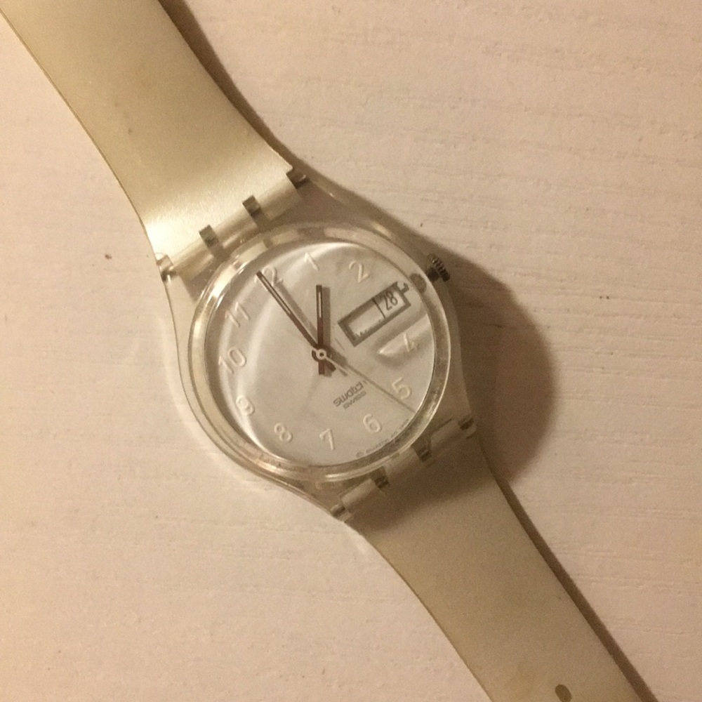 White swatch watch